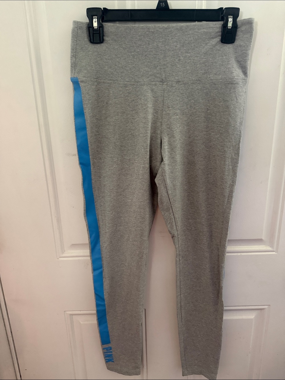 PINK Victoria's Secret Grey Leggings with Blue Side Stripe